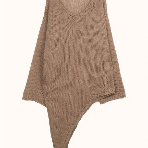 Tan Soft + Plush Knit Sweater - Asymmetrical Hem for Knotting! 2X/16ish - NwoT - Picture 2 of 5